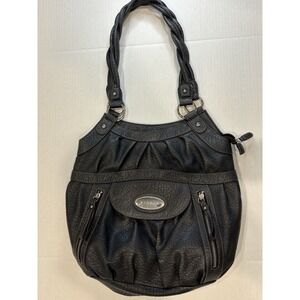 Strada Classic Black Shoulder Bag Chic Faux Leather Purse Handbag Women Everyday